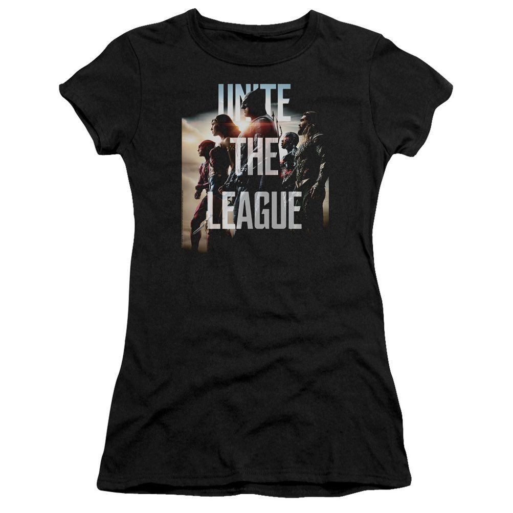Justice League Movie Juniors Shirt Dawn Unite the League Black TShirt