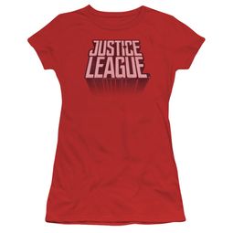 Justice League Movie Juniors Shirt Distressed Logo Red T-Shirt
