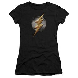Justice League Movie Juniors Shirt Flash Logo Black T-Shirt