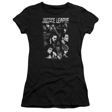 Justice League Movie Juniors Shirt Pushing Forward Black T-Shirt
