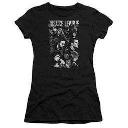 Justice League Movie Juniors Shirt Pushing Forward Black T-Shirt