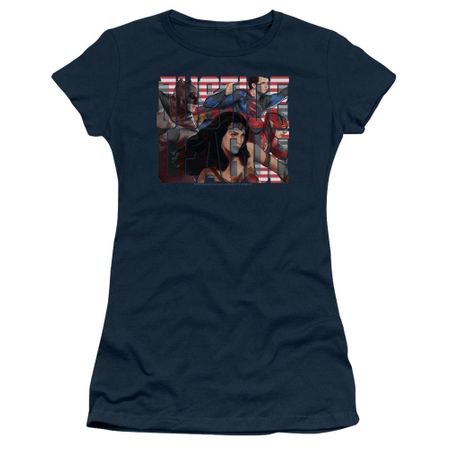 Justice League Movie Juniors Shirt Rally Navy T-Shirt