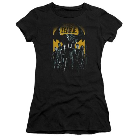 Justice League Movie Juniors Shirt Stand Up To Evil Black T-Shirt