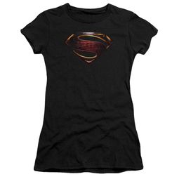 Justice League Movie Juniors Shirt Superman Logo Black T-Shirt Justice League Movie Juniors Shirt Superman Logo Black T-Shirt