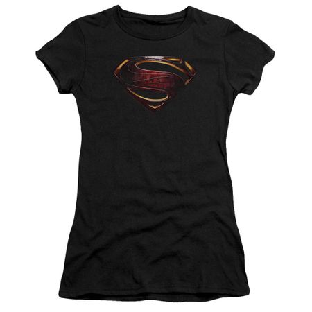 Justice League Movie Juniors Shirt Superman Logo Black T-Shirt