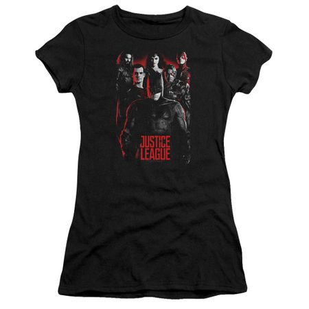 Justice League Movie Juniors Shirt The League Red Glow Black T-Shirt