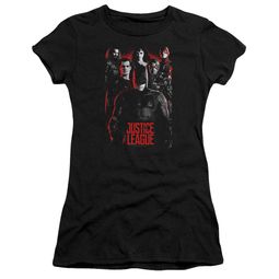 Justice League Movie Juniors Shirt The League Red Glow Black T-Shirt Justice League Movie Juniors Shirt The League Red Glow Black T-Shirt