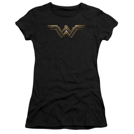 Justice League Movie Juniors Shirt Wonder Woman Logo Black T-Shirt