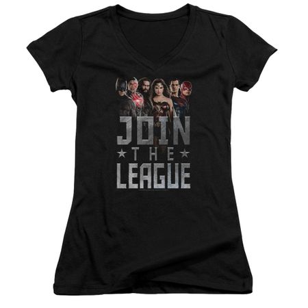 Justice League Movie Juniors V Neck Join The League Black T-Shirt