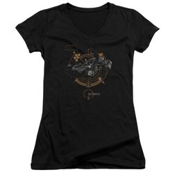 Justice League Movie Juniors V Neck Shirt Batmobile Black T-Shirt