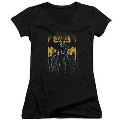 Justice League Movie Juniors V Neck Stand Up To Evil Black T-Shirt Justice League Movie Juniors V Neck Stand Up To Evil Black T-Shirt