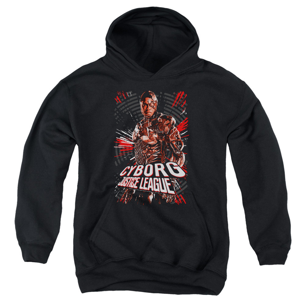 Justice League Movie Kids Hoodie Cyborg Profile Black Youth Hoody