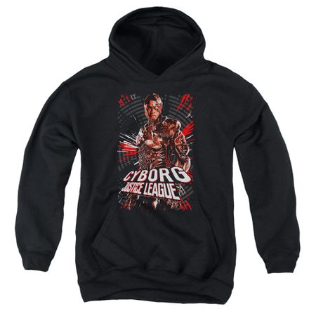 Justice League Movie Kids Hoodie Cyborg Profile Black Youth Hoody