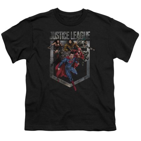 Justice League Movie Kids Shirt Charge Black T-Shirt