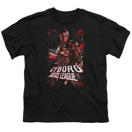 Justice League Movie Kids Shirt Cyborg Profile Black T-Shirt