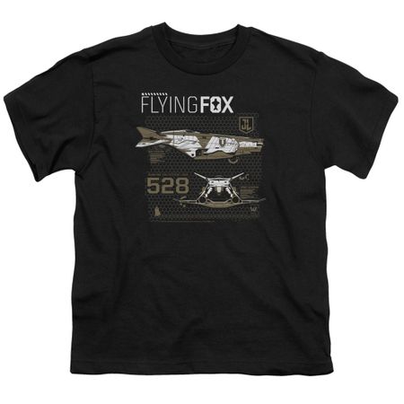 Justice League Movie Kids Shirt Flying Fox Black T-Shirt