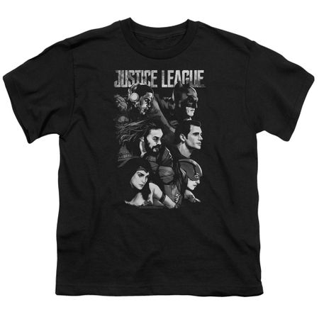 Justice League Movie Kids Shirt Pushing Forward Black T-Shirt