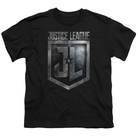 Justice League Movie Kids Shirt Shield Logo Black T-Shirt