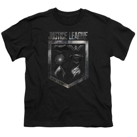Justice League Movie Kids Shirt Shield of Emblems Black T-Shirt