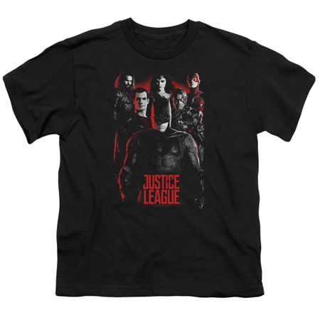 Justice League Movie Kids Shirt The League Red Glow Black T-Shirt