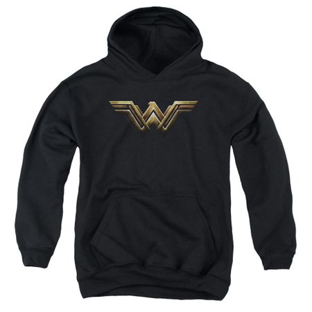 Justice League Movie Kids Wonder Woman Logo Black Youth Hoodie