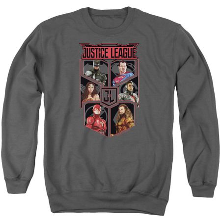Justice League Movie League of Six Adult Charcoal Sweatshirt
