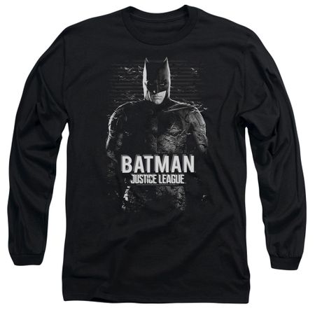 Justice League Movie Long Sleeve Shirt Batman Profile Black T-Shirt