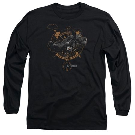 Justice League Movie Long Sleeve Shirt Batmobile Black Tee T-Shirt
