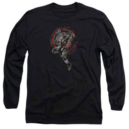 Justice League Movie Long Sleeve Shirt Cyborg Black Tee T-Shirt
