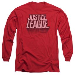 Justice League Movie Long Sleeve Shirt Distressed Logo Red Tee T-Shirt
