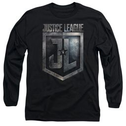 Justice League Movie Long Sleeve Shirt Shield Logo Black Tee T-Shirt Justice League Movie Long Sleeve Shirt Shield Logo Black Tee T-Shirt