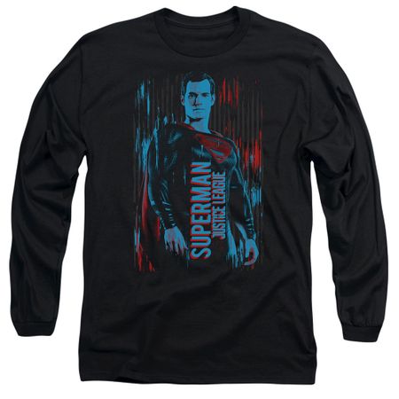Justice League Movie Long Sleeve Shirt Superman Black Tee T-Shirt
