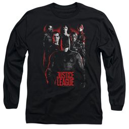 Justice League Movie Long Sleeve The League Red Glow Black Tee T-Shirt Justice League Movie Long Sleeve The League Red Glow Black Tee T-Shirt