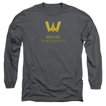 Justice League Movie Long Sleeve Wayne Aerospace Charcoal T-Shirt