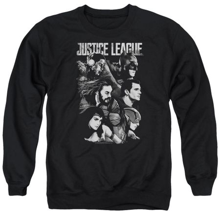 Justice League Movie Pushing Forward Adult Black Sweatshirt