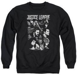 Justice League Movie Pushing Forward Adult Black Sweatshirt