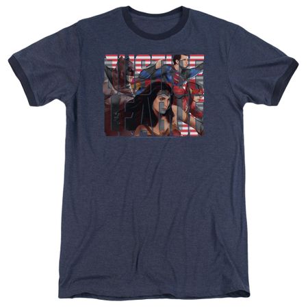 Justice League Movie Rally Navy Ringer Shirt
