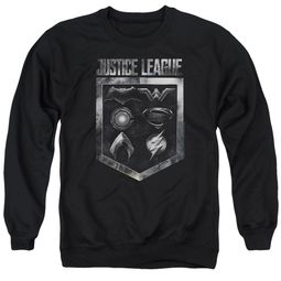 Justice League Movie Shield of Emblems Adult Black Sweatshirt Justice League Movie Shield of Emblems Adult Black Sweatshirt