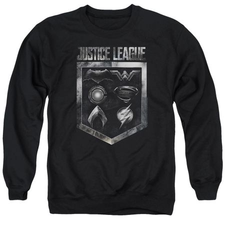 Justice League Movie Shield of Emblems Adult Black Sweatshirt