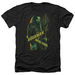 Justice League Movie Shirt Aquaman Heather Black T-Shirt