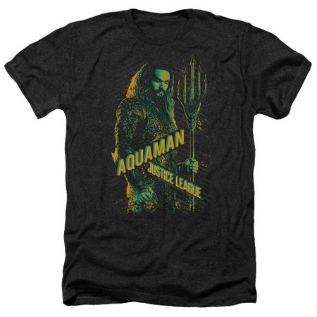 Justice League Movie Shirt Aquaman Heather Black T-Shirt