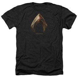 Justice League Movie Shirt Aquaman Logo Heather Black T-Shirt