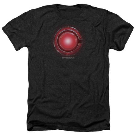 Justice League Movie Shirt Cyborg Logo Heather Black T-Shirt