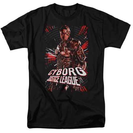 Justice League Movie Shirt Cyborg Profile Black T-Shirt