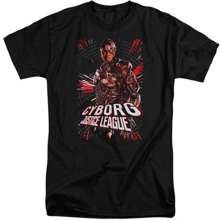 Justice League Movie Shirt Cyborg Profile Black Tall T-Shirt