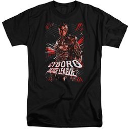 Justice League Movie Shirt Cyborg Profile Black Tall T-Shirt