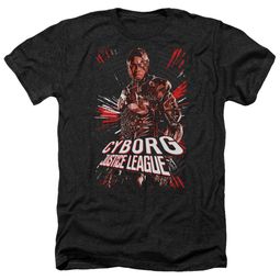 Justice League Movie Shirt Cyborg Profile Heather Black T-Shirt