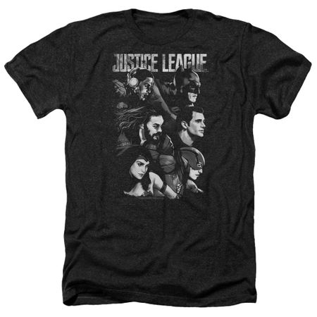 Justice League Movie Shirt Pushing Forward Heather Black T-Shirt