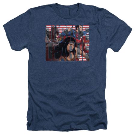 Justice League Movie Shirt Rally Heather Navy T-Shirt