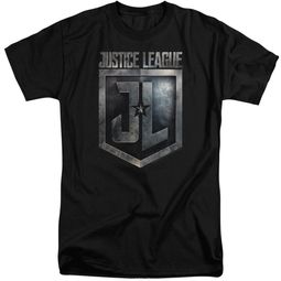 Justice League Movie Shirt Shield Logo Black Tall T-Shirt Justice League Movie Shirt Shield Logo Black Tall T-Shirt